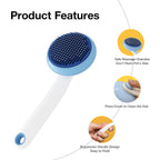 Cat and Dog Grooming Self-Cleaning Comb 2-Piece Set - Removes Tangles and Undercoat (Blue)