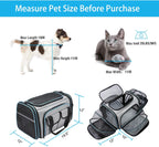 Airline Approved Pet Carrier, Large Soft Sided Pet Travel  Carrier 4 Sides Expandable Cat Collapsible Carrier with Removable Fleece Pad and Pockets for Cats Dogs and Small Animals