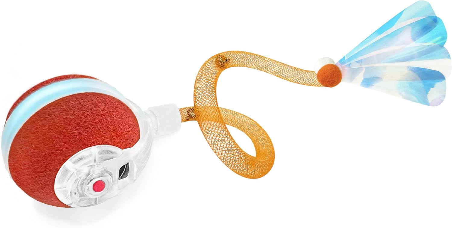 Interactive Cat Toys for Indoor Cats,The 3rd Generation Agile Moving Cat Ball with Elastic Mesh Tail,Automatic Kitten Toys for Bored Indoor Cats,Motion Activated (Orange)
