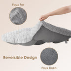 Washable Large Dog Bed for Crate 35x23 Inch, Reversible Kennel Pad for Dogs Weight Up to 45 lbs, Plush and Comfy Pet Sleeping Mat, Grey