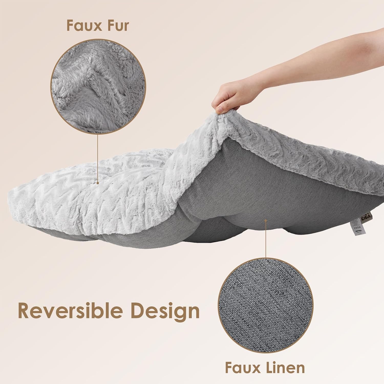 Washable Large Dog Bed for Crate 35x23 Inch, Reversible Kennel Pad for Dogs Weight Up to 45 lbs, Plush and Comfy Pet Sleeping Mat, Grey