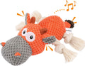 Dog Plush Toy for Large Aggressive Chewers,Indestructible Dog Squeaky Toys,Stuffed Animals Toys with Cotton Material and Crinkle Paper,Durable Chewing Toys (Carrot Orange, Cattle)
