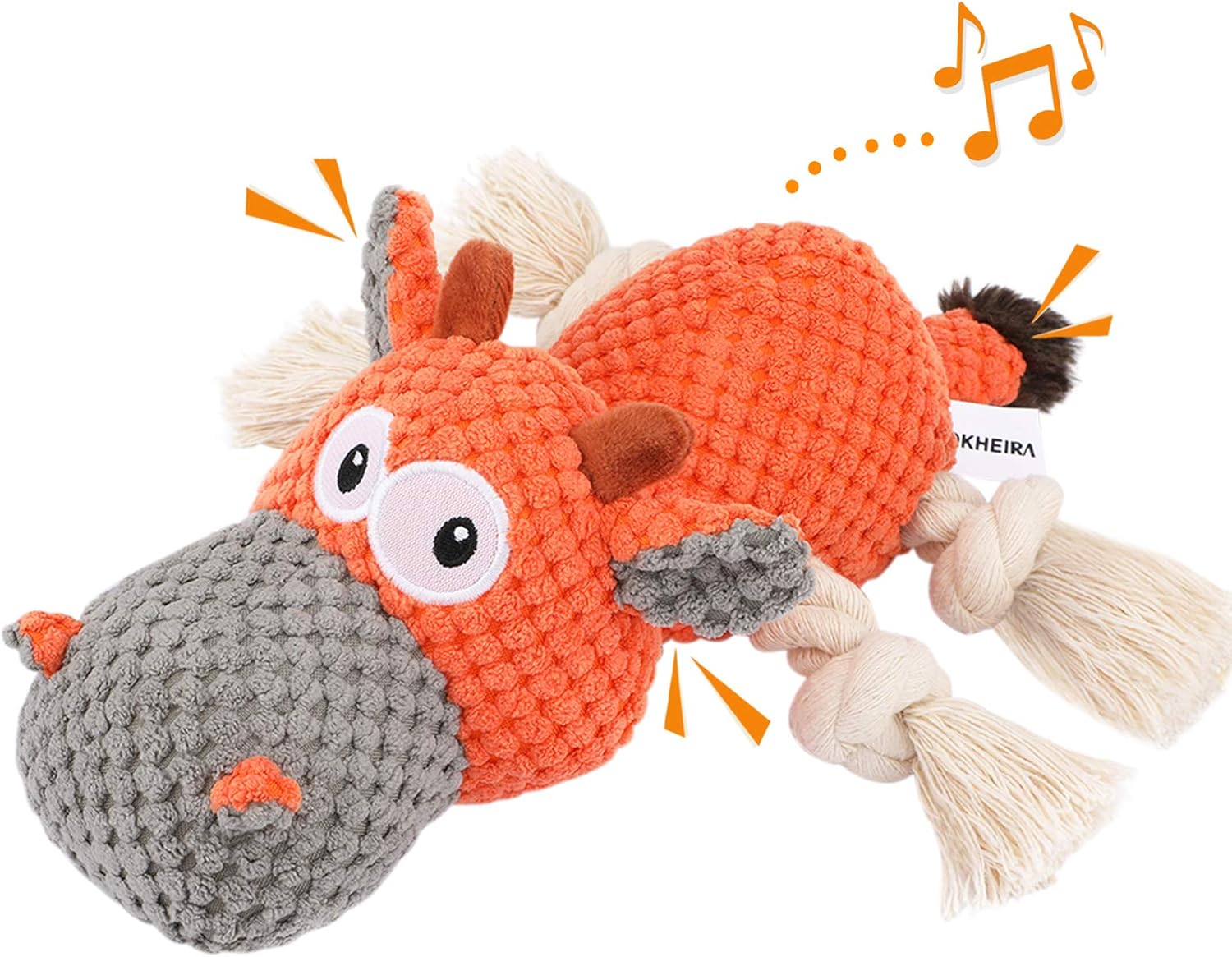 Dog Plush Toy for Large Aggressive Chewers,Indestructible Dog Squeaky Toys,Stuffed Animals Toys with Cotton Material and Crinkle Paper,Durable Chewing Toys (Carrot Orange, Cattle)