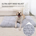 Washable Dog Bed Deluxe Plush Dog Crate Beds Comfy Kennel Pad Anti-Slip Pet Sleeping Mat for Large, Jumbo, Medium, Small Dogs Breeds, 35" x 23", Gray